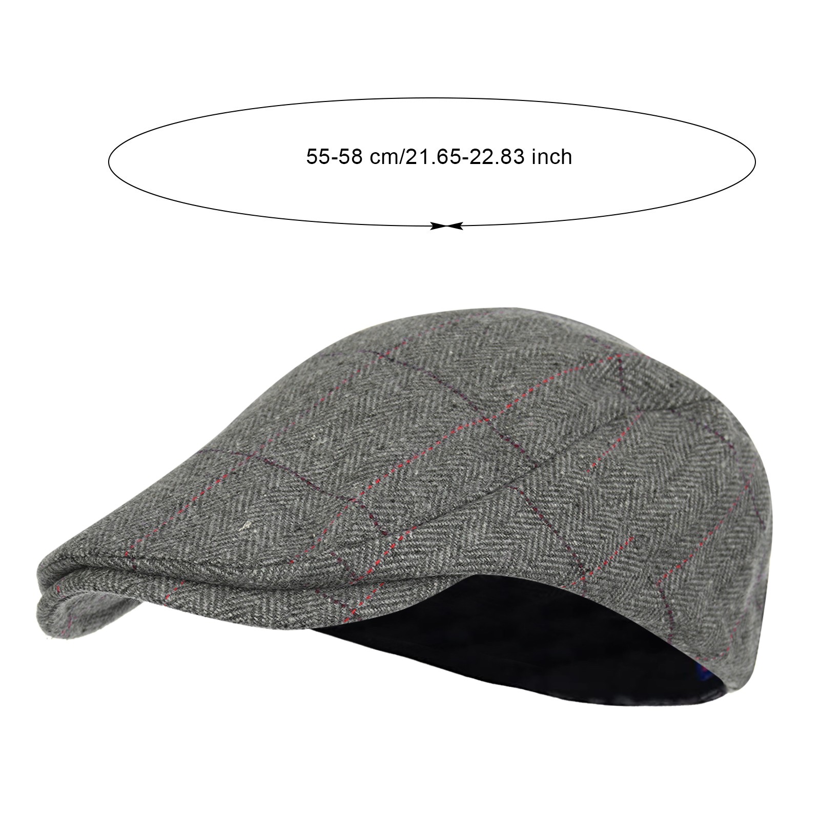 thumbnail image 3 of Boina retro de cuadros suave para hombre y mujer: gorro informal transpirable para invierno, poliéster, unisex, para todas las estaciones, cómodo y cálido, 3 of 3